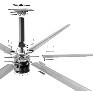 Big Size Large Industrial Ceiling Fan for Warehouse Commercial, DC Brushless Motor
