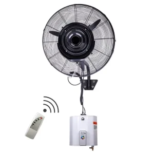 Black 26 Inch Industrial Metal 3 Speed 180W Water Mist Fan Remote Control Ventilation Electric Wall Mounted Household Outdoor