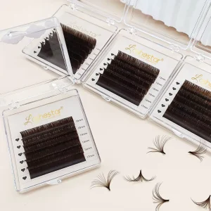 Black Dark Brown Light Easy Fan Brown Eyelash Extensions Private Label with 0.05 0.07 0.10 Thickness