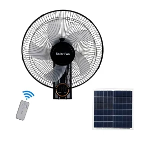 Black Metal 29 inch Multi function Button Remote Control Oscillating Wall Fan Solar Battery Electric RV Ready Car Outdoor Low