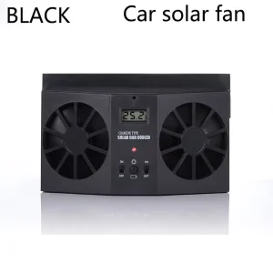 Black Plastic Dual-Outlet Solar Powered Car Ventilation Fan In Car Air Circulation Cooler Automotive Ventilation Air Exchange