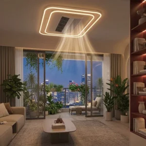 Bladeless Ceiling Fan with LED Light AI Voice Control Smart Variable Speed for Living Room Bedroom Home