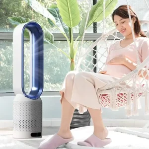 Bladeless Fan Brushless Motor Remote Control Timing Silent Tower Box 40W DC for Office and Home Smart Fan