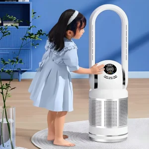 Bladeless Fan With Hepa 13 Negative Oxygen Ions Electric Cool and Hot Fan Air Purifier PM2.5 Air Fresher