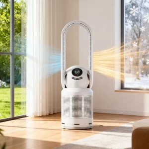 Bladeless Fan with HEPA 13 Negative Oxygen Ions Electric Cool and Hot Fan Air Purifier PM2.5 Air Quality Monitor