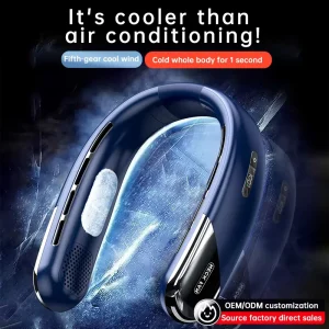 Bladeless Foldable Neck Fan with Ice Cooling Technology USB Rechargeable for Car & Outdoor Use