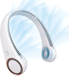Bladeless Neck Fan 2000mAh Rechargeable Wearable Cooling Fan 3 Speed Hands Free Personal Fan for Travel