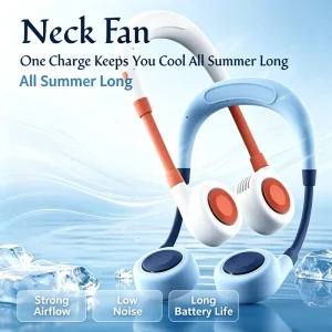 Bladeless Neck Fan Portable Wearable Cooling Fan USB Rechargeable Foldable Hands Free Mini Silent Neck Hanging Fan Brushless