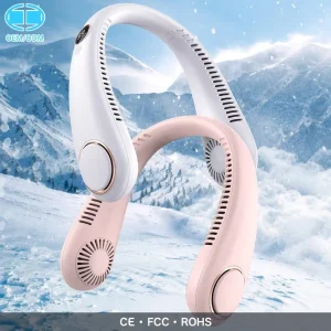 Bladeless Neck Fan USB Rechargeable Portable Wearable 3-Speed Digital Display Silent Hands-Free Cooling Outdoor Travel