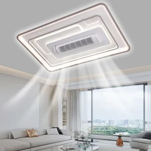Bladeless Square LED Ceiling Fan with Light, Remote Control, White