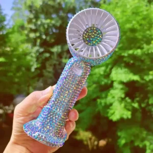 Bling Rechargeable Handheld Personal Fan USB Rechargeable Air Dryer Portable Mini Eyelash Fans for Lashes Extensions