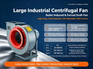 Bowzon Multi Vane Radial Fan for Restaurant Exhaust FRP Blades Custom Voltage OEM ODM Support 0.37 370KW Power for