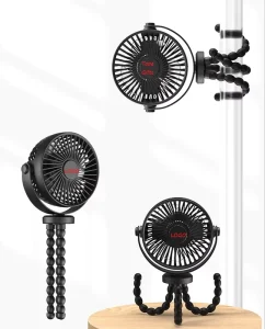 Brand Promo Gifts Portable Clip On Fan Rechargeable LED Light USB Charging Mini Personal Cooling Fan Swiveling Head