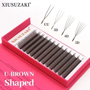 Brown U Shaped YY 3D 4D 5D Eyelash Extension Fans Handmade PBT Fiber False Eyelashes for Eyelash Extensions