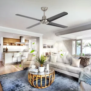 Brushed Nickel 4 Metal Blades 48 Inch Ceiling Fan Without Light for Household Use