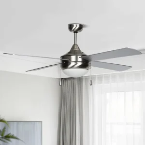 Brushed Nickel 52 Inch Indoor Ceiling Fan with Pull Chain Control AC Motor 3-Speed Household Class A Energy Efficiency