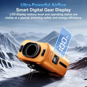 Brushless Bladeless Wearable Foldable Waterproof Portable Waist Fan 16C Ice Cool Tech LCD Digital Display 6000mAh Type C