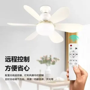CE ERP E26 E27 Socket Fan Light with Remote Control Portable Small Ceiling Fans with Lights 6 Blades Dimming for Bedroom Kitchen