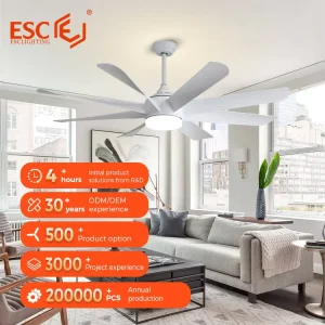 CE RoHS ETL Ceiling Fan 60 Inch 3 CCT Changeable 5 Fan Speed Remote Control Ceiling Fan with Chandelier