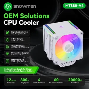 CPU Air Cooler with 8 Copper Heatpipes 30dBA Silent Fan 280W for Bulk Buyer B2B with Drawing Based Customization ODM Ready