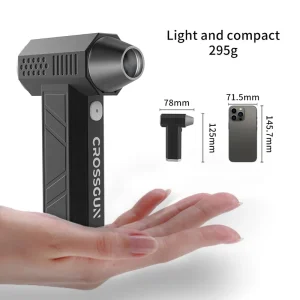 CROSSGUN Portable High Speed Mini Turbo Fan Blower Compressed Air Duster Screen Cleaner Jet Metal Brushless Motor Light Battery