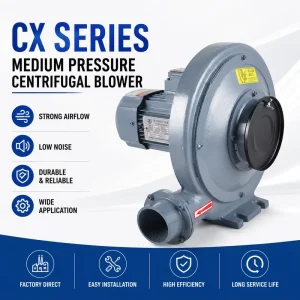CX 75 AC Medium Pressure Centrifugal Blower Fan Industrial Air Suction Blowing Pneumatic Conveying Ventilation Aluminium Alloy