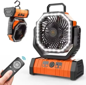 Camping Fan Portable Solar USB Charging Rechargeable Brushless Motor High Wind Adjustable Speed Button Control Household Box