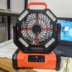 Camping Fan with Rechargeable 20000mAh Battery LED Lantern Remote Control & Timer Function for Car RV & Outdoor Use