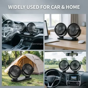 Car Air Fan Dual Head 12V 24V Brushless Motor Low Noise Cooling Fan ABS Material 10W Three-Speed OEM