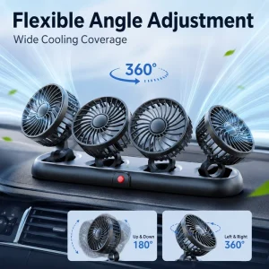 Car Fan 5V 12V 24V Powerful Refrigeration Instrument Platform Three speed Adjustment Four head Car Fan