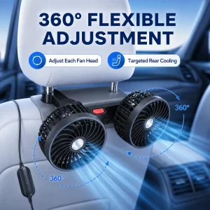 Car Fan Double headed Small Usb Car Fan Refrigeration Rear Row Exclusive Soft Wind