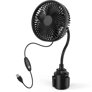 Car Fan USB Powered Electric Car Cooling Fan 3 Speeds Strong Airflow Adjustable Base 360 Rotation Air Circulation Fan