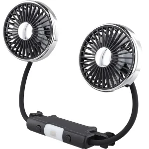 Car Fan USB with Dual Heads Flexible Hose for Back Seat Portable Car Fans