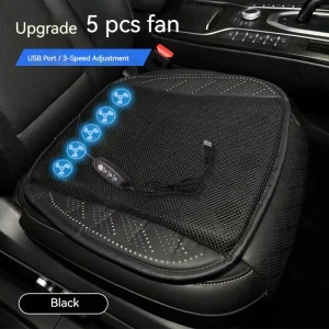Car Seat Cushion Summer Cooling Ice Silk Ventilated Breathable Heat Dissipating Minimalist Style USB Fan Car Cooling Seat Cover