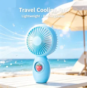 Cartoon Handheld Mini Fan with Ergonomic Handle Rechargeable Battery Low Noise for Outdoor Travel Use