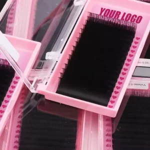 Cashmere Lash Extensions Trays Custom Logo Matte Dark Black Volume Lash Extensions Cashmere Easy Fan