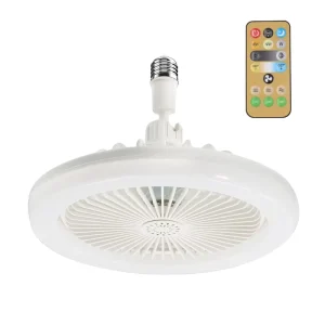 Ceiling Fan E27 with LED Light, Rotation Cooling, Remote Controller
