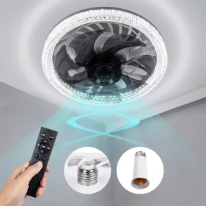 Ceiling Fan Light Bulb Socket Fan with Remote Dimmable E26 Base Ceiling Fans with Lights for Bedroom Recessed Light Fan