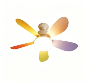 Ceiling Fan Light Remote Control 5 Blades Quiet Design DC Motor Energy Saving Class Efficiency Bathroom Household 3 Speed