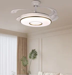 Ceiling Fan Light for Bedroom Dining Room with Gold Remote Control AC Motor Dimmable 6-Speed Modern LED Invisible Blade Fan Lamp