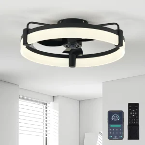 Ceiling Fan Light with Remote App Control Low Profile Smart LED Fan for Bedroom Living Room US EU Market Use