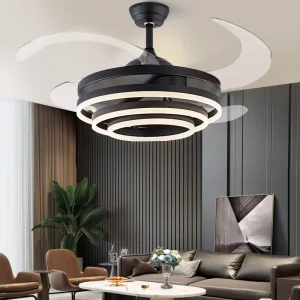 Ceiling Fan Light with Remote Control Modern Design Metal Construction LED Light Source Adjustable for Home Decoration