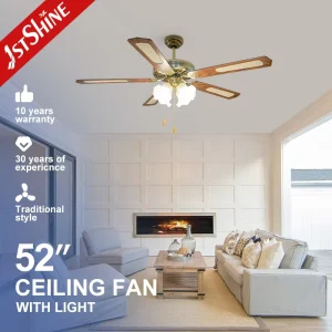 Ceiling Fan Ruang Belajar Langit langit Dekoratif 52 Inci Tradisi Kipas Langit langit Dengan Cahaya