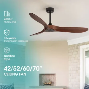 Ceiling Fan with Black Mount Modern Design for Living Room Bedroom Indoor Home Decor Energy Saving Quiet Operation
