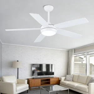 Ceiling Fan with Led Light 52 Inch Noiseless BLDC Plywood Reversible 5 Blades Remote Control Contemporary Design Indoor Fan