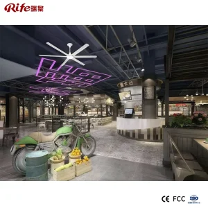 Ceiling Fan with Light Remote Control HVLS System for Industrial Commercial Use in Food Market or Shopping Mall