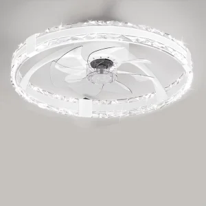 Ceiling Fans With Lights and Remote Flush Mount Small Ceiling Fan With 6 Speeds Led Fandelier for Bedroom Livingroom
