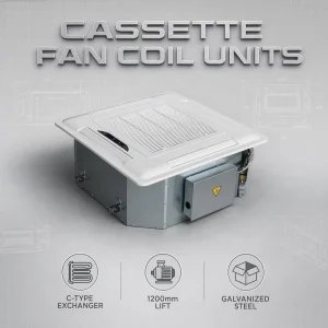 Ceiling Installation HVAC System Indoor Chilled Water Unit Cassette Fan Coil Unit for Hotels
