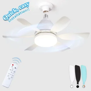 Ceiling Led Fan Light Moving Head Intelligent Dimming Fan Bulb Home Decor 360 Rotating Remote Control Modern E27 Ceiling Fan