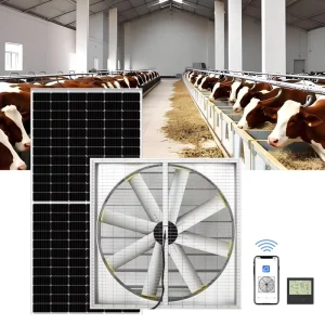 Chicken Farm Large Industrial Wall Exhaust Ventilation Fan with Solar Panel Poultry House Barn DC Axial Flow Fan with Shutter
